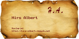 Hirs Albert névjegykártya