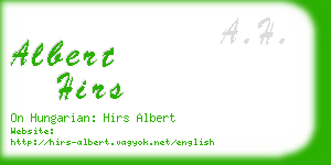 albert hirs business card